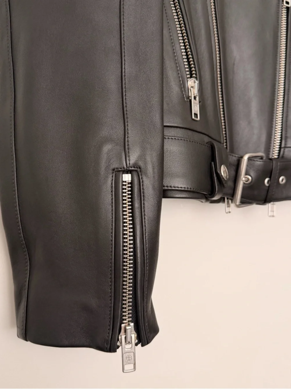 Anine Bing Cassidy Leather Jacket - Women's Biker Moto Jacket, Large - Picture 6 of 15